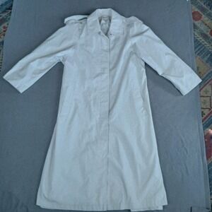 Vintage EUC Brem Rainwear Trench Coat Cream Women's 12/14 Large Made in Poland